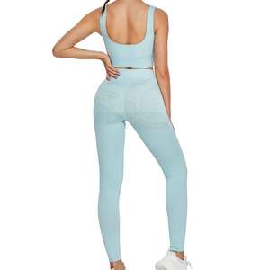 Conjunto de Yoga para Mujer, Superventas, de Alta Calidad, 2 Piezas, Spandex/Poliéster, Secado Rápido, Transpirable, Ecológico, Precio al por Mayor - Product Image 3