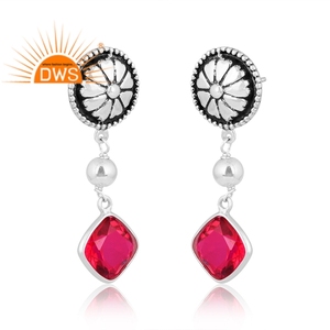 Pendiente colgante de piedras preciosas de cuarzo turmalina rubilita doblete de plata esterlina oxidada de última tendencia, fabricante de joyería personalizada - Product Image 2