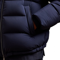Veste matelassée Emerson 750 Fill Power, isolée, résistante à l'eau, manteau d'extérieur de luxe, vêtement d'hiver classique, garniture en cuir bleu marine