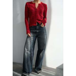 Red-<b>Navy</b> Thin Striped <b>Cardigan</b> - Product Image 3