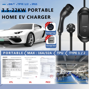 Cargador de Vehículos Eléctricos Portátil de Nivel 2, Tipo 1, 40A, 9.6kW, J1772, Estación de Carga Rápida, Corriente Ajustable, Pantalla LCD, Enchufe NEMA, IP65 - Product Image 2