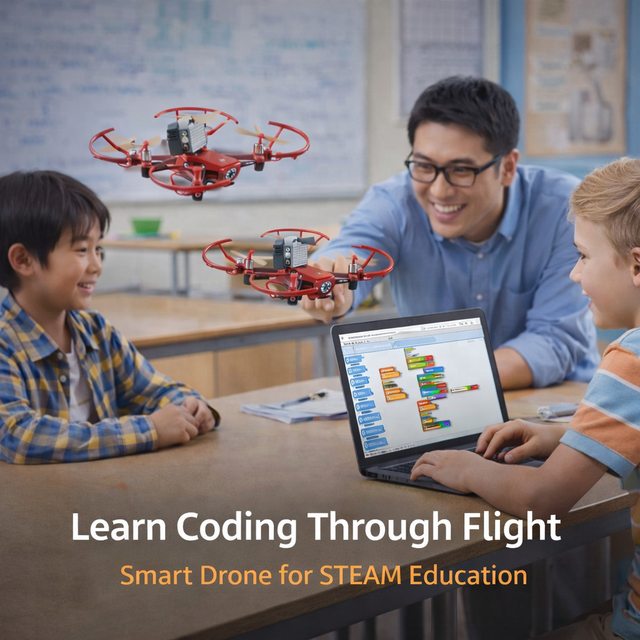 Programmable Beginner Educational Drone for STEM Learning Scratch Python Coding Hand Control Plastic for Schools Indoor Training