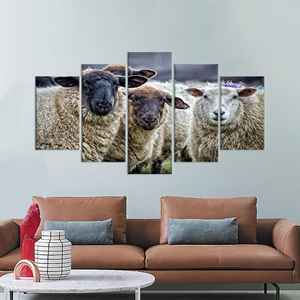 Lienzo Elegante con Estampado de Ovejas: Decoración Rústica para Cualquier Espacio, Juego de 5 Lienzos Surtidos - Product Image 1