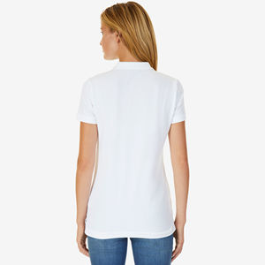 Venta al por mayor 100% algodón para camisetas polo para mujer diseño personalizado liso bordado logotipo transpirable estilo casual camisetas en blanco - Product Image 2