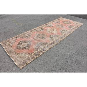 Classique Rose Beige 4.6 X 12.4ft Tapis En Laine Fait Main Patchwork Design Tapis Turc pour Salon ou Couloir avec Support En Latex - Product Image 3