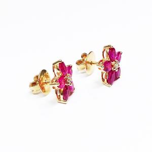 Boucles d'oreilles de créateur en or 14 carats, diamant, rubis, pierres précieuses, abordables, classiques, pas chères, élégantes, pour femmes - Product Image 4
