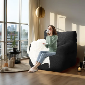 Poltrona Moderna Imbottita per Soggiorno - Grande Pouf in Tessuto, Divano Singolo Morbido e Comodo - Product Image 3