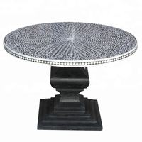 Support à gâteau de haute qualité, antique, électroplaqué, avec incrustation d'os, base en bois, base pilier, pour décorations de fêtes d'anniversaire et de mariage, prix de gros J