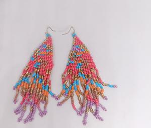 Multicolour Beaded Bohemian Style <b>Long</b> Fringe <b>Earrings</b> for Women Bohemian Danglers - Product Image 2
