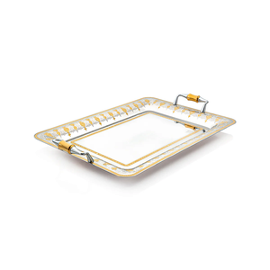 Top Qualité Fantaisie Table Top Métal Gravé Conception Plateau De Service À La Main Rectangulaire Traditionnel Cuisine Alimentaire Plateau De Service - Product Image 6