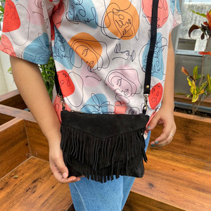 2024 moda mujer Sling bandolera señoras alta calidad gamuza cuero flecos pequeño bolso de hombro señoras borla bolso monedero - Product Image 2