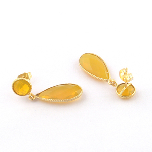 Boucles d'oreilles pendantes en quartz jaune taille briolette au design personnalisé en vente en gros - Product Image 3
