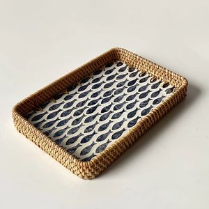 Neutral Color Rattan Serving <b>Tray</b> With Round Shape Great For Coastal Decor Minimalist <b>Kitchens</b> And Everyday Entertaining - Product Image 4