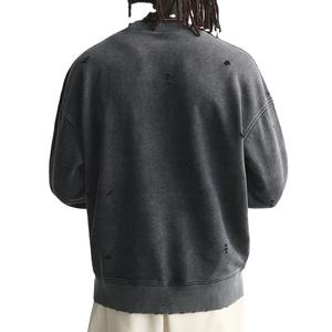 Luxury Crewneck <b>Fleece</b> <b>Sweatshirt</b> Men Custom Acid Wash Vintage Cotton Thick Crew Neck <b>Sweatshirts</b> - Product Image 3