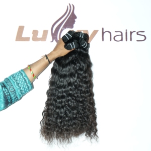 Extensiones de cabello humano indio rizado natural negro al por mayor, con cutícula alineada, sin procesamiento químico - Product Image 1