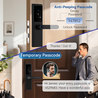 Kunci Pintu Pintar S821 Mendukung Aplikasi Tuya & TTLock, Akses Sidik Jari, Kata Sandi, Kartu RFID, Kunci Mekanik untuk Rumah & Apartemen Sewa