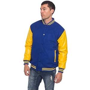 Chaqueta Varsity de Béisbol Universitaria de Cuero y 100% Algodón, Estilo Urbano, Personalizada con Estampado Frontal, Tipo Letterman para Hombre, Servicio OEM, Resistente al Viento - Product Image 4