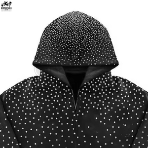 ชุดวอร์มผู้ชายแบบซิปเต็มตัว ประดับคริสตัล ระยิบระยับ ระบายอากาศได้ดี น้ำหนักเบา ผลิตจากโพลีเอสเตอร์/คอตตอน เหมาะสำหรับฤดูหนาว มีฮู้ด พร้อมโลโก้คริสตัล - Product Image 3