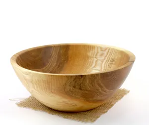 Precio más barato Vajilla de madera natural Cocina Cuenco de arroz creativo Cuencos de sopa de ensalada sólida de madera de acacia y mango grandes - Product Image 1