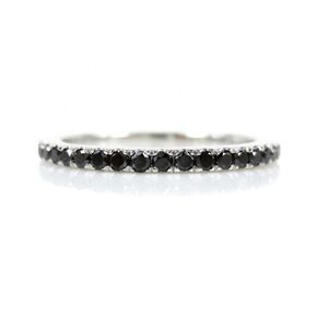 Round Cut Prong Setting <b>Black</b> Diamond Eternity <b>Ring</b> For <b>Women</b> - Product Image 3