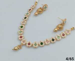 Motipearl DEL SUR DE LA India y joyería de templo de cobre, joyería nupcial antigua tradicional para boda, Gargantilla chapada en oro pesado, conjunto de joyería - Product Image 3