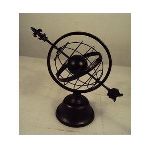 Globe du monde en métal fini antique de décor de table avec la base pour le dessus de table de bureau à domicile décoratif - Product Image 1
