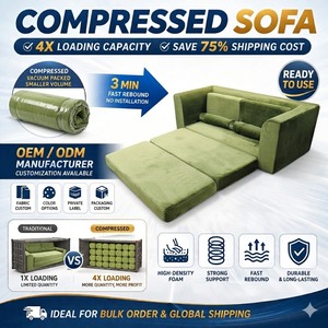 Sofá Cama Plegable de Lujo Moderno, Tapizado en Lino, Espuma de Alta Densidad, Envasado al Vacío y Comprimido, Muebles para Apartamento, Venta al Por Mayor - Product Image 2