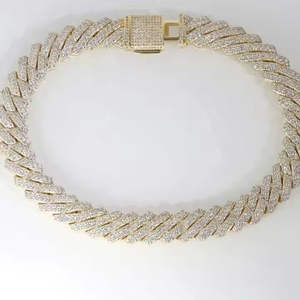 Collar de cadena de eslabones de moissanita de plata de ley 925, diamantes VVS, chapado en oro, diseño bonito, estilo Hip Hop para regalo, fiesta Ortodoxa - Product Image 3