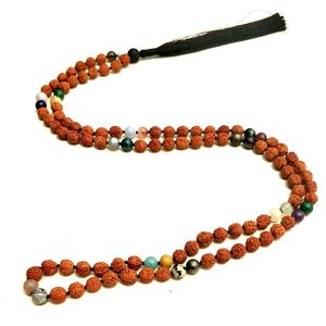 ลูกปัดรูดราคชาคุณภาพสูงจาก Rudra Gems ทำจากหินธรรมชาติ 9 เม็ด 108 เม็ด ถักด้วยมือ สร้อยคอแบบมala  งานฝีมือจากผู้อื่น - Product Image 1