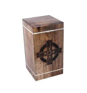 Mango Wood Cremation <b>Urns</b> for Human Ashes Adult <b>Large</b> - Wooden Burial <b>Urn</b> (Celtic Cross 250 Cubic Inches ) - Product Image 2