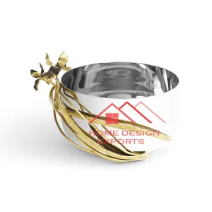 골드 & 실버 완성 된 금속 그릇 럭셔리 디자인 2024 커피와 콘솔 테이블 장식에 대한 베스트 셀러 탁상 장식 그릇