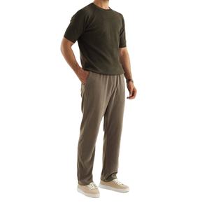 เสื้อยืดพรีเมียมทรงเวอร์ติคอล แขนเสื้อแบบแร็กแลน สีเขียวมะกอกเข้ม ผ้าถักเนื้อละเอียด คุณภาพสูง แขนสั้น รับสกรีนโลโก้ - Product Image 5