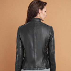 Veste en cuir d'agneau véritable sur mesure pour femmes |   Manteau élégant pour femmes, coupe ajustée, respirant |   Fournisseur OEM/ODM Fini - Product Image 5