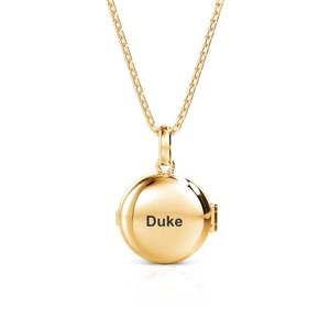 Jeulia Petland Bulldog Custom Engraved Photo <b>Locket</b> Necklace in Gold Plated Stainless Steel with Diamond - Product Image 3