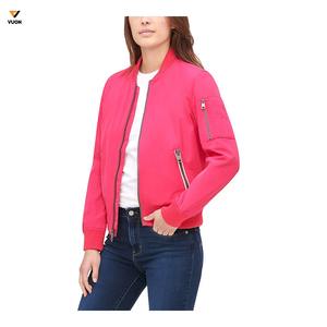 Femmes de haute qualité 100% Nylon veste d'hiver couleur unie Logo personnalisé fermeture éclair complète poches poitrine extérieur étanche imprimé - Product Image 3