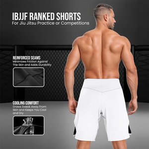High Quality Men's MMA <b>Shorts</b> White Color <b>5</b> <b>Inch</b> <b>Inseam</b> Stretch Quick Dry Lightweight Breathable Training Fitness Kickboxing - Product Image 3