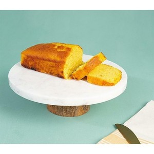 Décoration en marbre à 2 niveaux Cadeau pour la maison Plat rond blanc pour gâteau au chocolat Plateau de service en marbre avec poignée en métal - Product Image 4