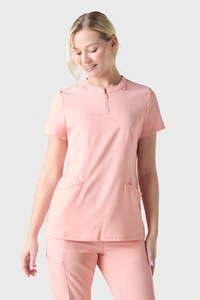 Ensemble de blouses et pantalons unisexe rose pour médecins, manches courtes, uniforme d'hôpital en tissu Spandex, avec détection d'aiguilles et thermocollage sans couture inclus - Product Image 3