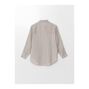 Camicia da donna in lino Oversize a manica lunga semplice - Product Image 4