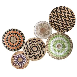 Decoraciones de pared para el hogar, cesta de decoración montada en la pared de lujo, artesanías, cestas de jacinto de agua hechas a mano, venta al por mayor