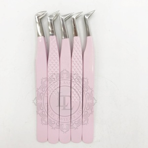 ที่คีบขนตาสแตนเลสคุณภาพสูงสำหรับเด็กสีชมพูเคลือบผงสีเงินด้ามจับธรรมดาปรับแต่งโลโก้ได้ตามต้องการ - Product Image 2