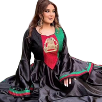 Robe afghane sur mesure pour femme, à fleurs/uni, avec fermetures éclair, robe de soirée longue en satin, 100% polyester, drapeau afghan