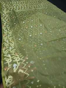 Exclusivo de calidad de exportación Deshi Dhakai Jamdani Sharee para mujer JAMDANI FABRIC Blue GREEN Golden Sky Blue de Bangladesh - Product Image 4