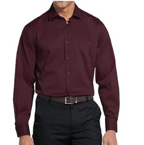 Chemise à manches longues pour homme, coupe ajustée décontractée, polyester/coton de haute qualité, flanelle carrée, couleur unie, respirante, anti-froissement - Product Image 2