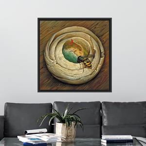 Impression sur toile abstraite moderne rose et orange, art mural minimaliste de style Rothko, encadré noir - Product Image 1