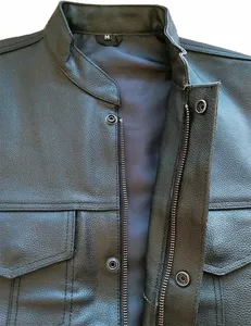 Chaleco de Cuero Genuino de Alta Calidad, Estilo Sons of Anarchy, para Motociclistas, Chaleco de Motocicleta, Estilo Urbano de Invierno, Personalizable, Negro/Verde - Product Image 1