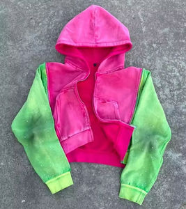 Sweat à capuche personnalisé pour homme à double fermeture éclair, coupe ample et oversize avec logo personnalisé, fabrication en usine. - Product Image 3