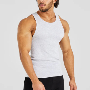 Wholesale Custom <b>Men's</b> Cotton <b>White</b> Seamless Gym Tank Tops <b>Vest</b> Breathable Fitness Bodybuilding Undershirt - Product Image 1