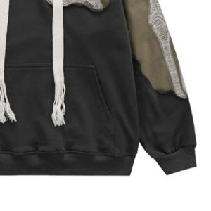 Sudadera con capucha desgastada Algodón Mezclado Lavado ácido Parche personalizado Apliques Bordado Diseño Su logotipo de texto Sudaderas con capucha de gran tamaño - Product Image 3