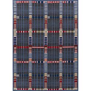 Blue Checkers <b>Flat</b> Weave <b>Wool</b> Rugs Organic Cotton 9x12 Rectangle Hallway for Home for Living Entryway Jute Carpet-Adwl-13257 - Product Image 1